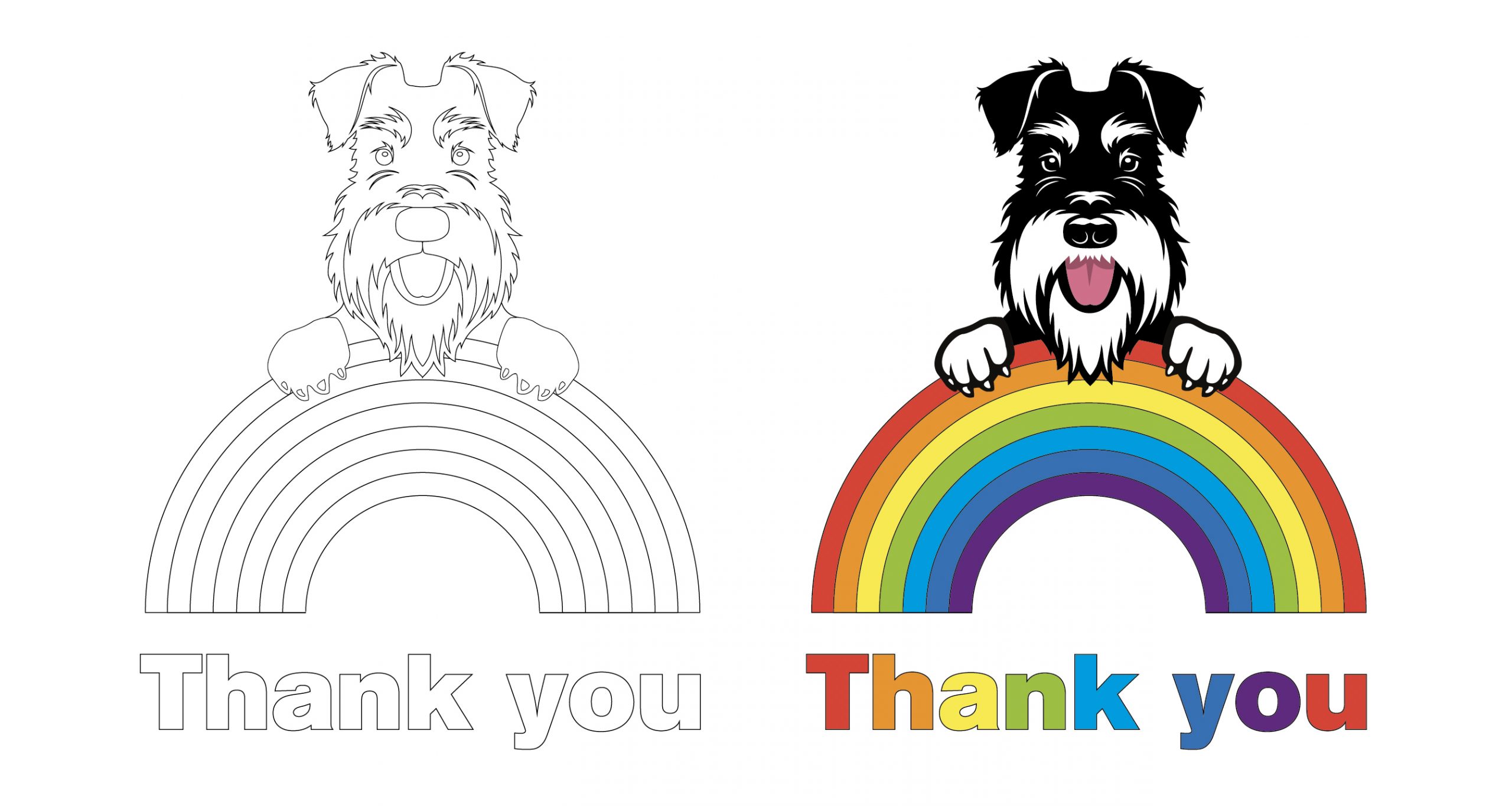 thank you rainbow colouring image