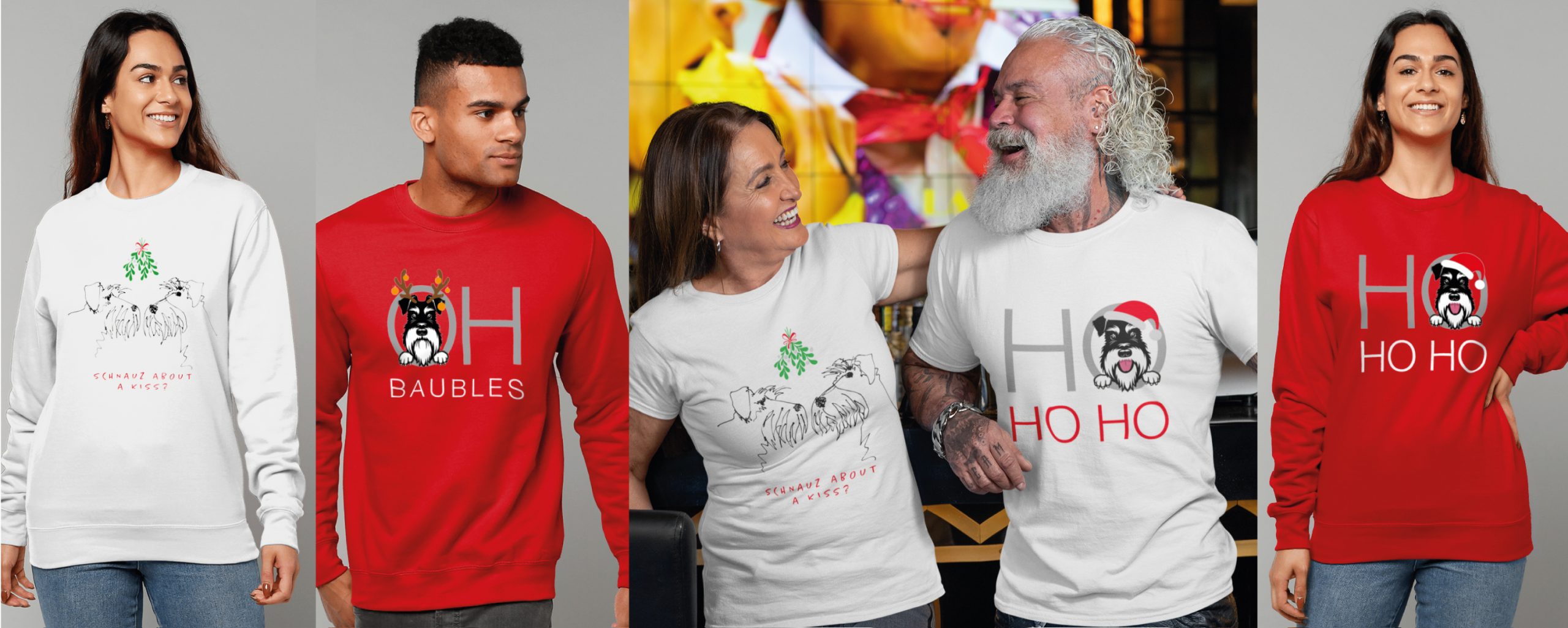 Christmas sweatshirts and t-shirts