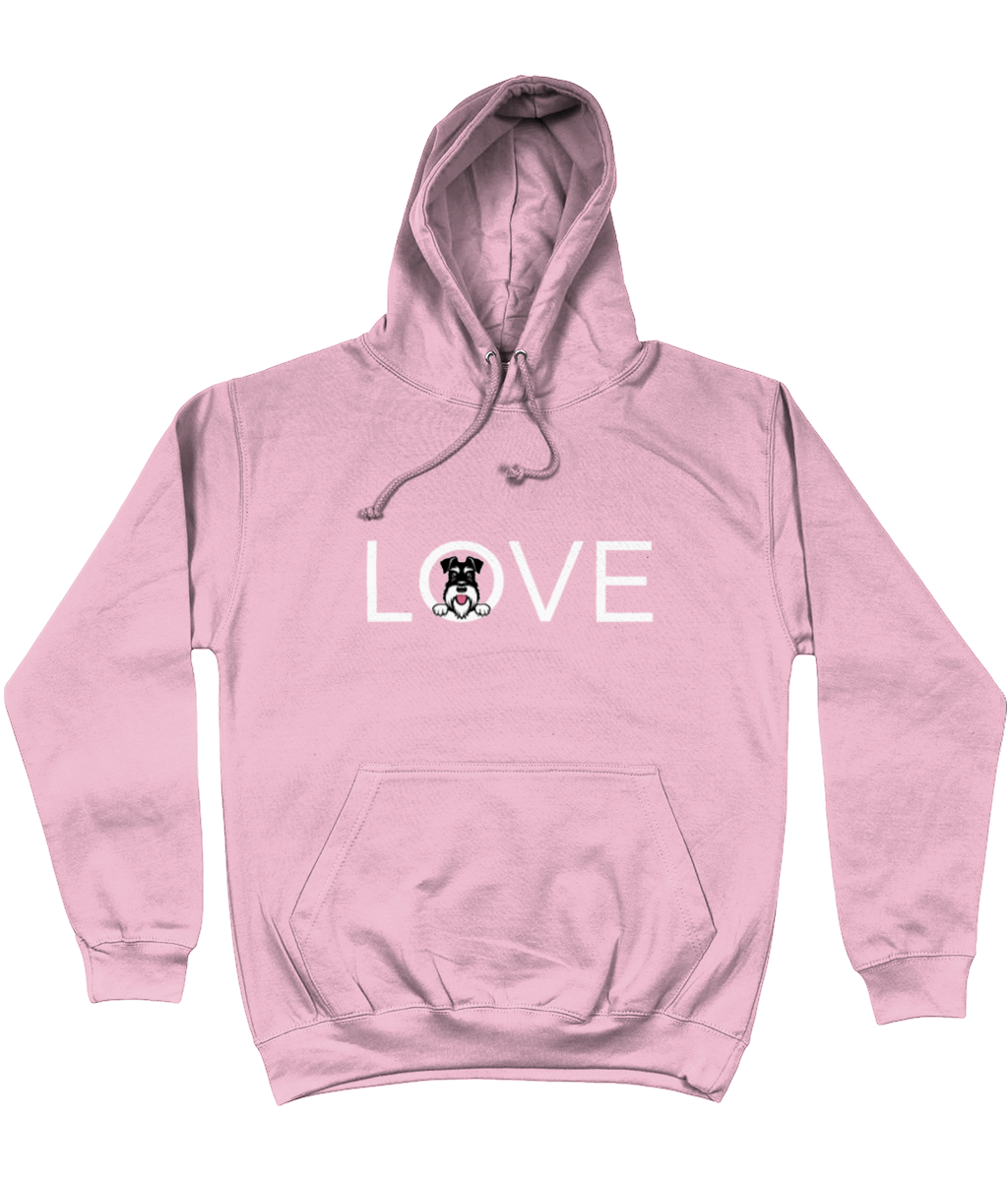 Pink Hoodie - Love - Silver & Black Schnauzer