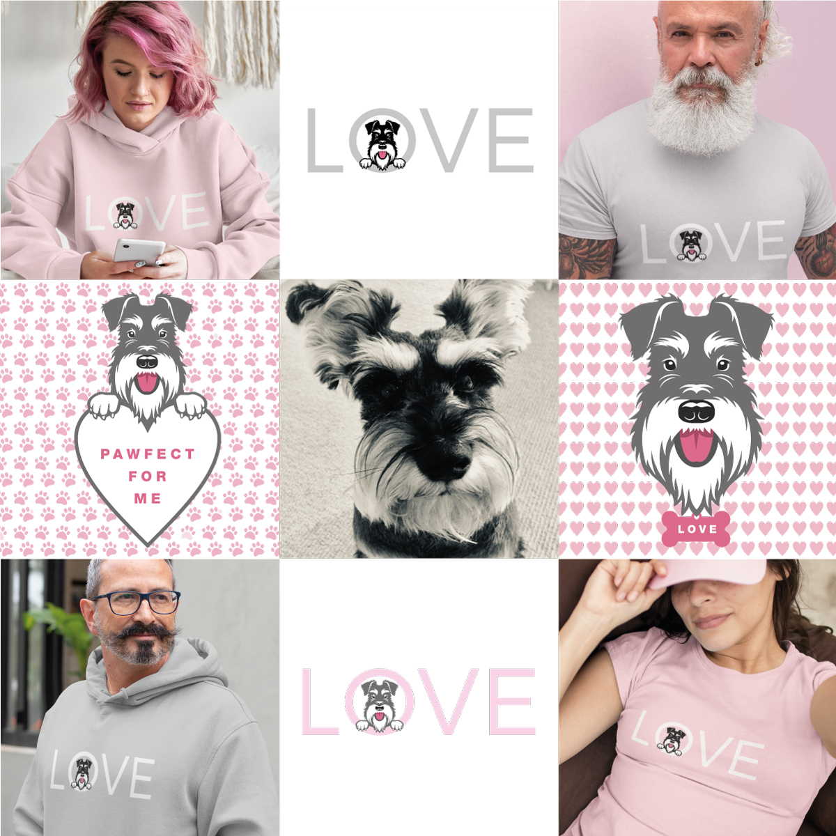 Valentine montage image showing LOVE designs