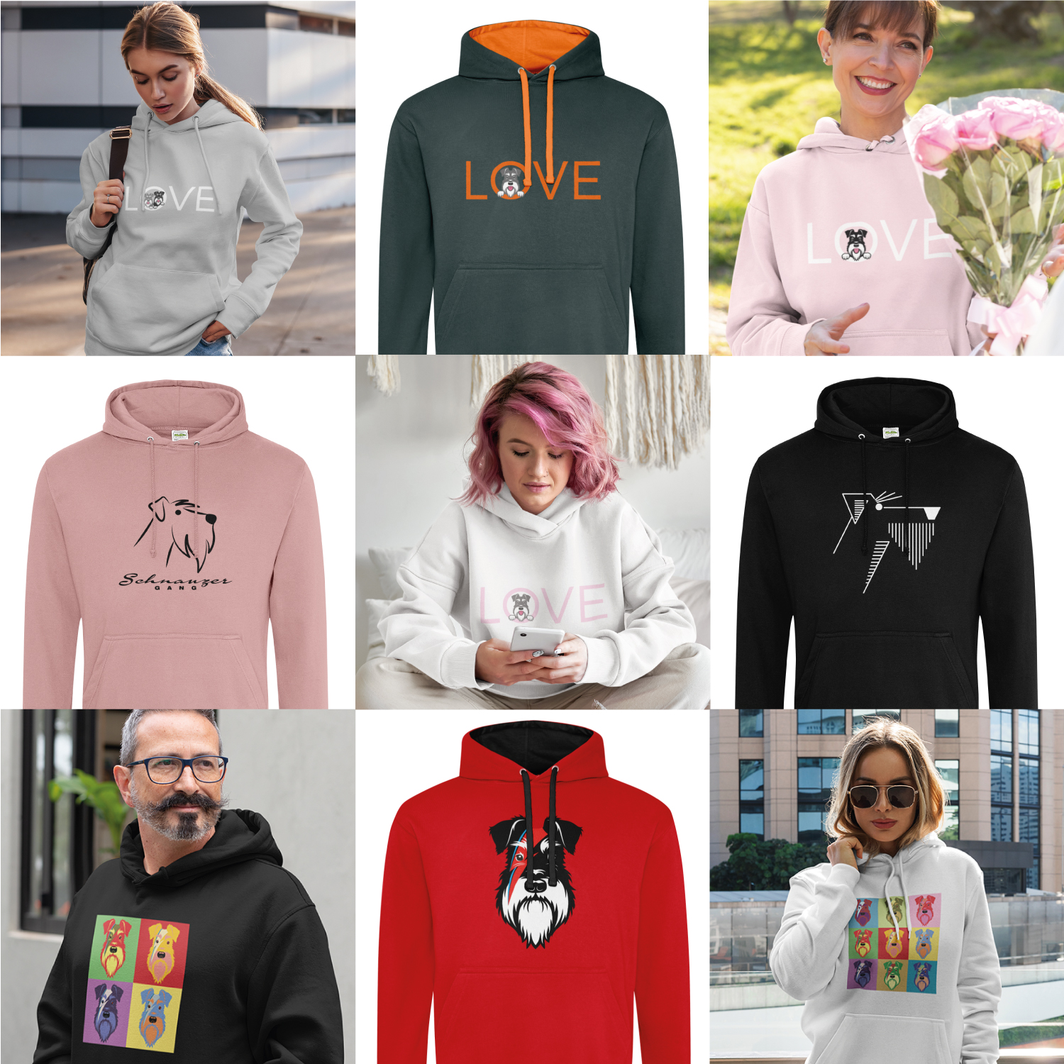 range of hoodie designs